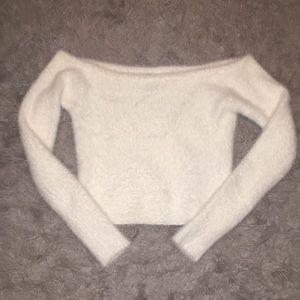 fuzzy white sweater